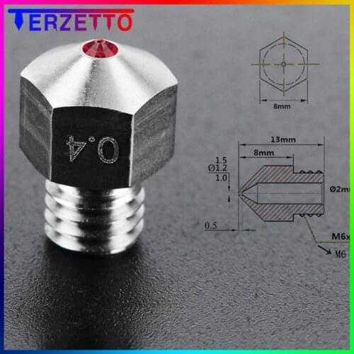 Titanium Alloy MK8 Ruby Nozzle 0.4mm 1.75mm Nozzles High Temperature For PETG ABS PET PEEK NYLON 3D printer parts