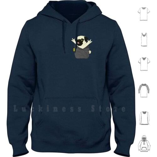 Pug Rock Pock Hoodies Long Sleeve Pocket Pug Dark Lord Pug Metal Hand Metal Metalhead Metal Pug