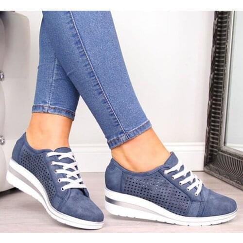 Women Flats Shoes Female Hollow Breathable Mesh Casual Ladies Shoes For Slip On Flats Loafers Lace Up Shoes