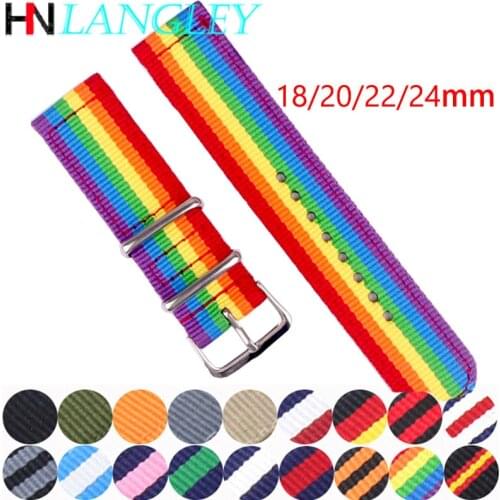 Universal Nato Strap Watch Band 18/20/22/24 mm Silver Buckle Canvas Woven Strap for DW Belts Watch Strap Zulu Watchband