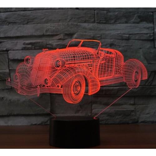 Vintage Car 3D LED RGB Night Light 7 Color Change Desk Light Action Figures 2896 Boys Girls Christmas Toys