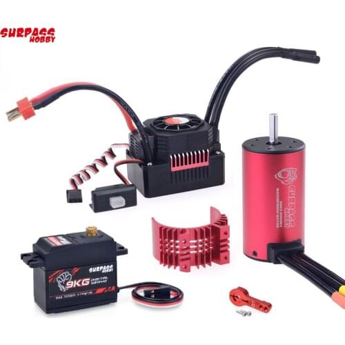 KK Waterproof Combo 3665 2900KV Brushless Motor + 80A ESC w/Heat Sink +S0900M 9KG Servo for RC 1/10 Car