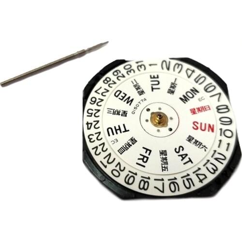 Japan 3 Hand Quartz Watch Movement Epson VX43 Day And Date at 3:00 Overall Height 4.5mm MO1094A