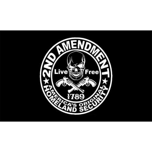 Yehoy hanging 90*150cm 2nd amendment live free skull bone flag for Decoration
