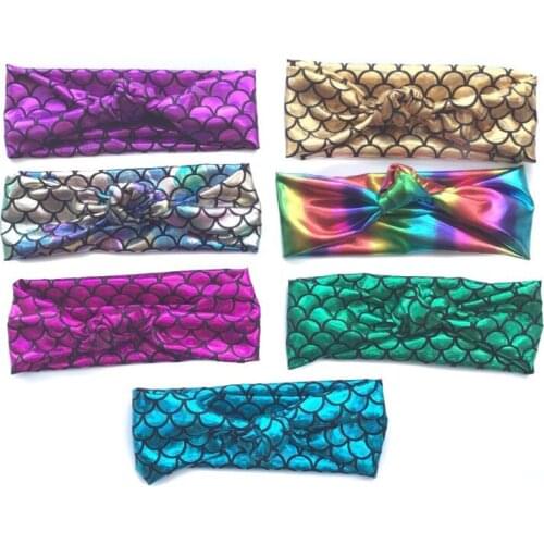 10 pcs/lot , Knotted Mermaid Headband, Fish Scale Headband, Mermaid Birthday Party Headband