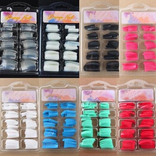 100Pcs DIY Acrylic Gel French Nail Art Colored French Tips False Nail Art Tips Makeup Manicure Fake Nail Makeup Beauty Health