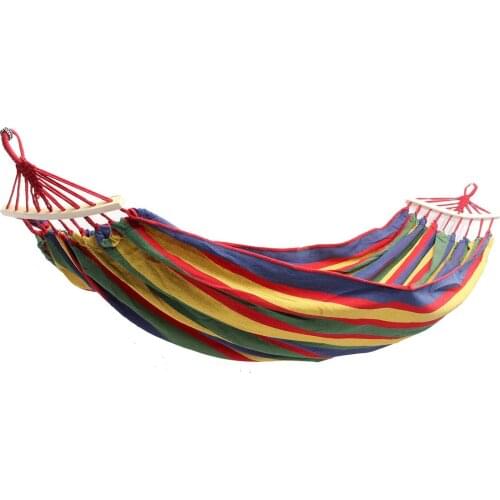Rianbow 2 Person Portable Double Hammock Fabric Hanging Swinging Outdoor Camping Hammock 280*150cm