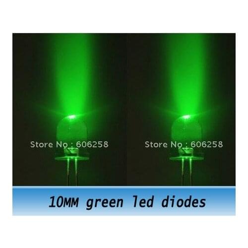 250pcs f10 10MM round green light bead bright light emitting diodes led diode
