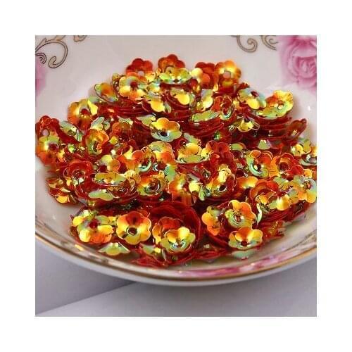 50g/lot PVC Sequins 5mm Flower With 1 Center Hole Plum Blossom Cup Loose Sequins Red Spangles