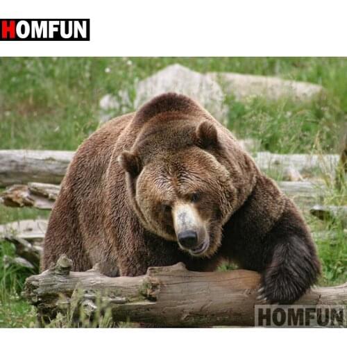 HOMFUN Full Square/Round Drill 5D DIY Diamond Painting "Animal bear" Embroidery Cross Stitch 5D Home Decor Gift A14063