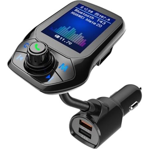 NEW-Bluetooth 5.0 FM Transmitter Car USB MP3 Player Wireless Handsfree Car Kit with QC3.0 Car Quick Charge Car Accessories