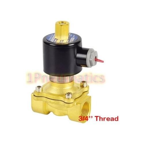Free Shipping 3/4'' Brass NORMALLY OPEN Wire Lead Air Water Electric Solenoid Valve Water Air N/O 220VAC 2W200-20-K