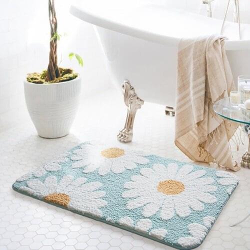 Flower Bathroom Mat Floral Fluffy Bath Mat Rug for Bathroom Water Absorbent Anti Slip Plush Carpet for Tub Shower Floor Mats