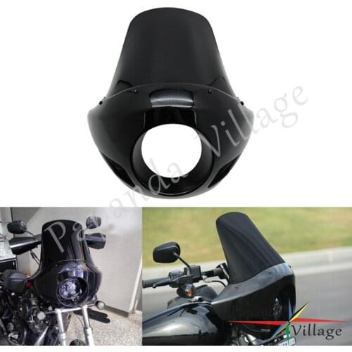 For Harley Touring Sportster Dyna XL 883 XL 1200 5 3/4" Custom Headlight Fairing Round Head Lamp Mask Smoke Tall Wind Screen