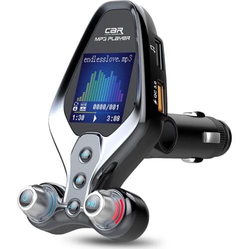 2021 FM Modulator Transmitter Bluetooth 5.0 FM Radio QC3.0 USB Car Charger Handsfree Car Kit Wireless Aux Audio FM Transmiter