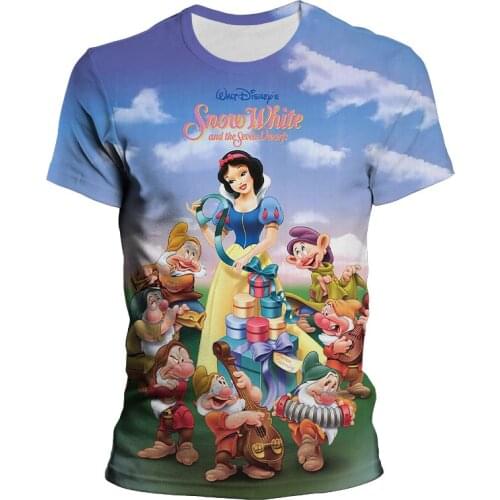 Disney Cartoon Snow White and the Seven Dwarfs T-shirt Summer Casual Oversized Men Ladies Top Short Sleeve Boy Girl Kids T-shirt