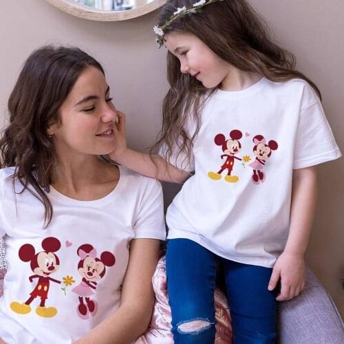T Shirts For Family Summer Shot Sleeve Casual White O-neck Tshirts Disney Tee Tops Harajuku Streetwear Family Matching Clothes