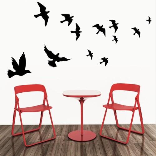 Art Home Room Decor DIY Removable 12 PCS Lovely Birds Window Wall Stickers Art Vinyl Home Decals S-1