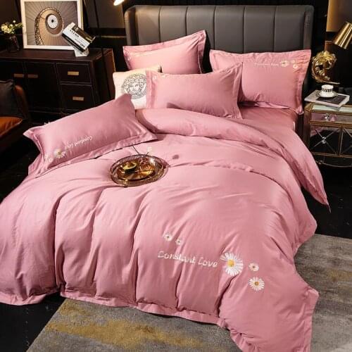 100% cotton Bedding Set Embroidered Flower pastoral style duvet cover bed linen pillowcases fitted sheet flat sheetl