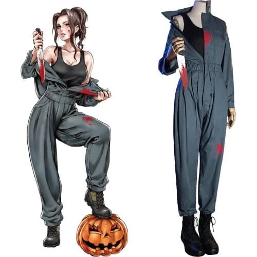 Movie Halloween Michael Myers Cosplay Costume Adult Women Overalls Uniform Outfits Halloween Carnival Suit