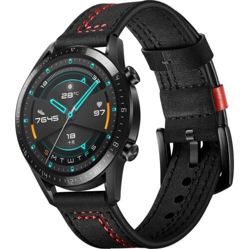 22mm Huawei watch GT 2-2e strap for Gear S3 Frontier band Amazfit pace/gtr 47mm Leather bracelet Samsung Galaxy Watch 3 45/46mm