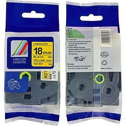 P touch label tape tze 641 18mm balck on yellow tze641 tz641 tz 641 for p touch label printer
