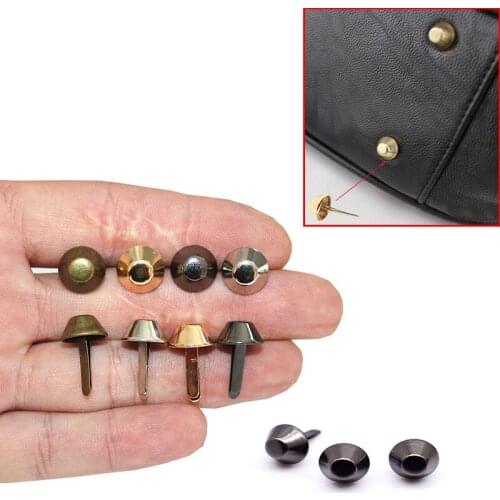 XUNZHE 100pcs 12mm Metal Craft Purse Feet Attached Bolt Pierced for Leather Purse Handbag Fashion Rivets Bag DIY Floor Screw