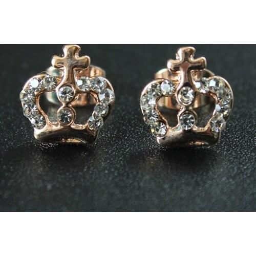 Cute Small Cross Crystal Crown Earrings For Women Girls Elegant Jewelry Earring 2021 Trendy Brincos