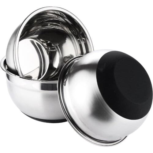 18cm/20cm/24cm Stainless Steel Mixing Bowl With Lid Non-Slip Kitchen Gadgets Cooking Bowl For DIY Cake Bread Pastries Salad