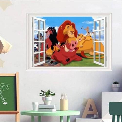 Cartoon Simba the Lion King Wall Stickers For Kids Room Decoration Home Bedroom Decor Movie Mural Wall Art Decals