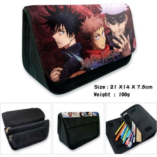 Cartoon Pencil Case Anime Jujutsu Kaisen Student Zipper Waterproof Cosmetic Bag Casual Pen Bag Boy Girl Stationery MakeUp Bag
