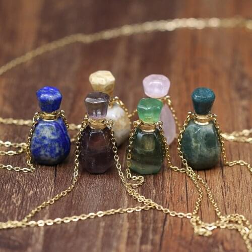 New Design Perfume Bottle Pendant Necklace Fashion Jewelry Natural Stone Necklaces for Women Reiki Heal Gifts