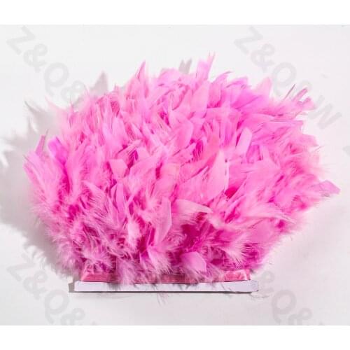 New style 10-15CM (4-6 inches) turkey feathers dyed in peach color to make 2-10 meters cloth edge holiday dress skirt decoration
