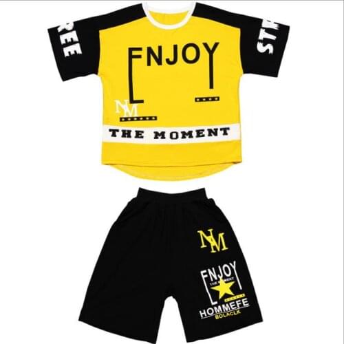 Boys Casual Clothes Kid Boy Clothing Set Summer Children Short sleeve Letters T-shirt + Pants 3 4 5 6 7 8 9 10 11 12 13 15 Years