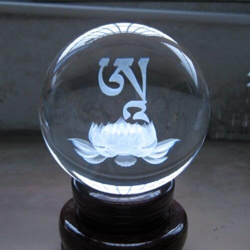 Wholesale Buddhist supplies HOME Altar SHOP buddha bless Efficacious Mantra Om Mani Padme Hum Crystal ball protective talisman