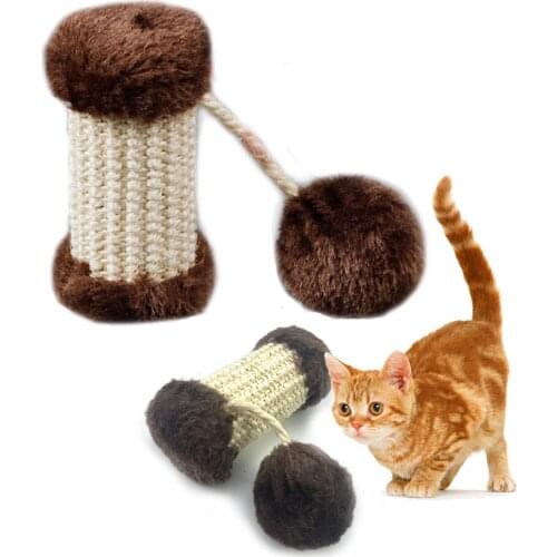 Plush Interactive Cat Toy Ball Cat Chew Toy For Pets Sisal Rope Stick Squeak Kitten Toys Cat Supplies Product Accessories