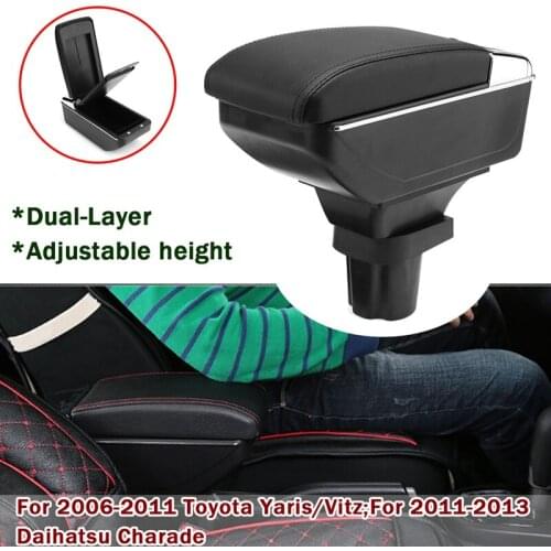 Audew PU Leather Armrest Storage Box Center Console For Toyota YARIS VITZ Hatchback 06-11