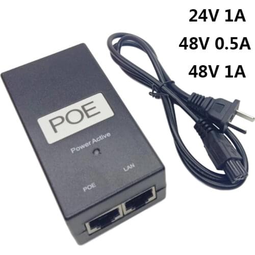 PoE Power Supply AC to DC 24V 48V 0.5A 1A POE adapter POE Injector Ethernet power adapter for POE IP Camera home PoE Supply
