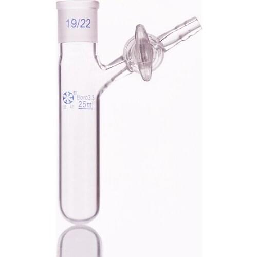 Reaction tube with glass valve and standard gr mouth,Capacity 25ml and joint 19/22,High borosilicate glass