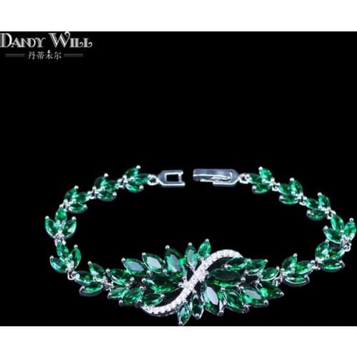 Romantic Present 3 Colors Choice Luxury Women Party Evening Jewelry Big Green Crystal Bridal Wedding Bracelet Bangle For Women