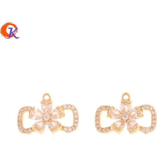 Cordial Design 20Pcs 11*16MM Jewelry Accessories/CZ Charms/Bowknot Shape/Genuine Gold Plating/Hand Made/DIY Parts/Jewelry Making