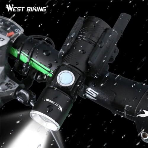 WEST BIKING Bicycle Front Light LED USB Rechargeable Bike Zoom Lamp Cycling Light Waterproof Bike Torch Flashlight Headlamp