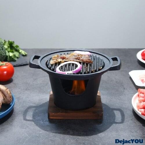 Japanese Style one-person Barbecue Grill Household Wooden Alcohol Stove Gift Custom Mini Barbecue Grill