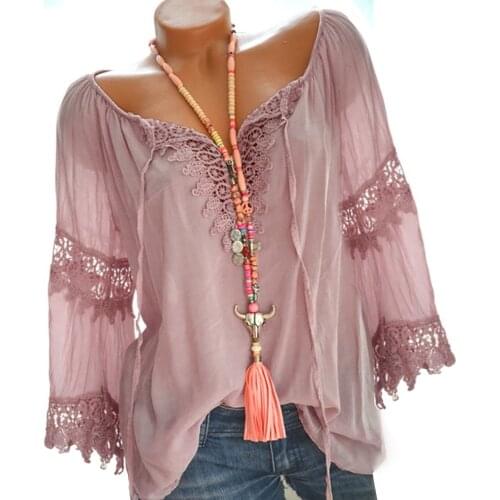 40# Lace Frenulum Blouse Women Sexy Long Sleeves Off Shoulder Cotton Linen Shirts For Women Solid Color Elegant Blouses Tops