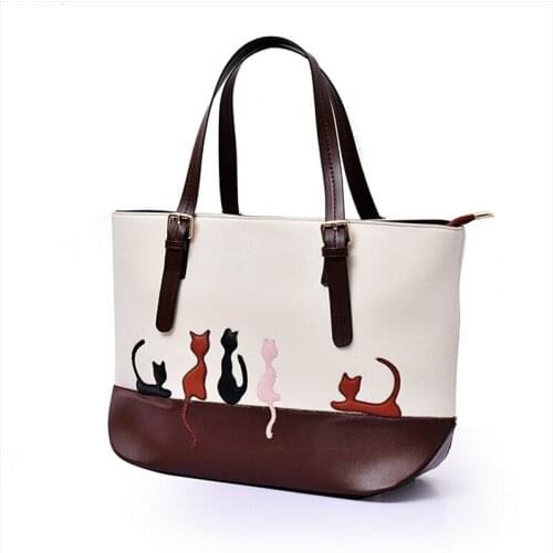 Cat Handbags for Women Designer Cute PU Leather Satchel Tote Purse Cartoon women shoulder handbag