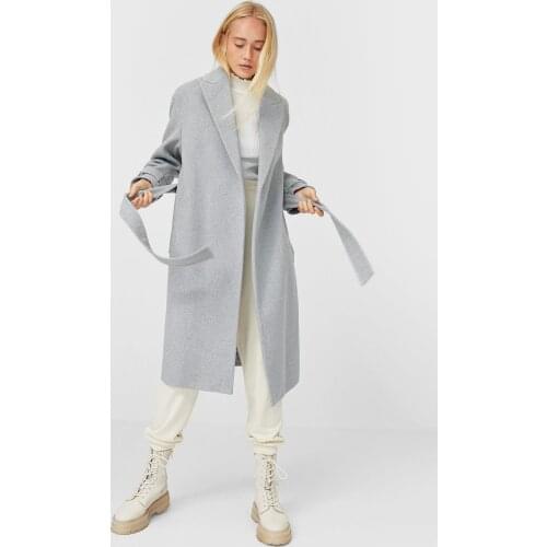 Women Winter Coats Long Belt Jacket Cashmere Wool Collar Coat Kuruvaz Autumn Winter Fashion Clothing from Turkey