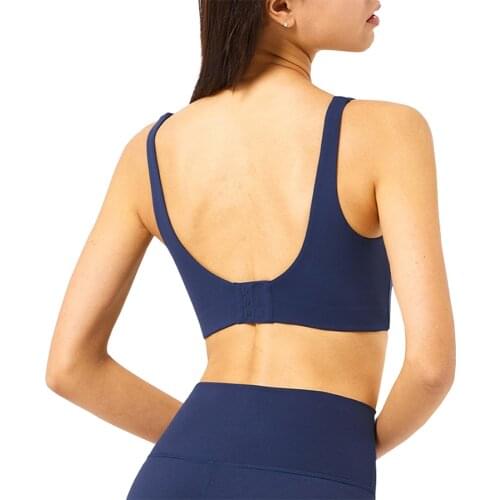 Women Sports Bra Fitness Bodybuilding Wear Adjustable Yoga Brassiere Female Athletic Jogging Black Navy Blue Color Sport Tops