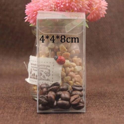 10PCS 4*4*8cm Clear PVC Box Transparent Plastic Carton Wedding Candy Box Party Supplies Products Diaplay Box Packaging