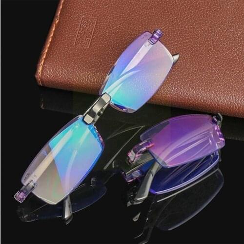 360 Folding Reading Glasses Women Men Anti-blu-ray Ultralight Diopter Computer Rimless Frameless with Glasses Glasses Porta O6X2