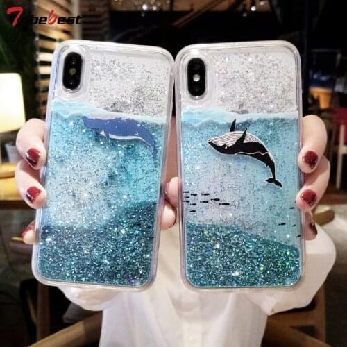 Whale Glitter Liquid Case For Samsung Galaxy A11 A21 A21S A31 A51 A71 A81 A91 A10 A20 A30 A40 A50 A60 A70 A80 A10S A20S Cover
